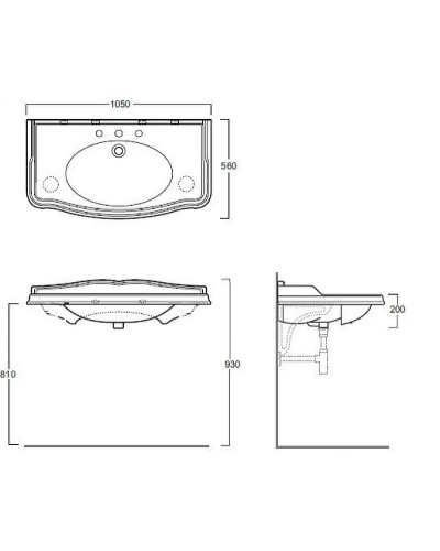 Тумба с раковиной TW Veronica Nuovo 105 VER4105-B+AR874bix1 Bianco