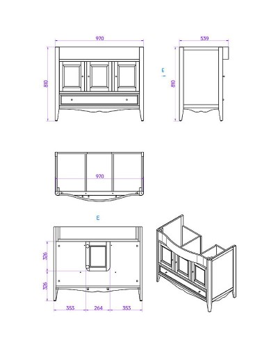 Тумба с раковиной TW Veronica Nuovo 105 VER6105-B+AR874bix1 Bianco