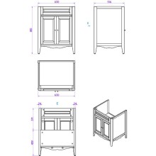 Тумба с раковиной TW Veronica Nuovo 68 VER2068-B+AR824bix1 Bianco