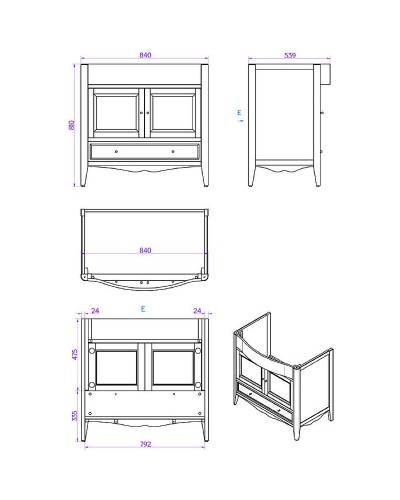 Тумба с раковиной TW Veronica Nuovo 90 VER3090-B+AR864bix1 Bianco