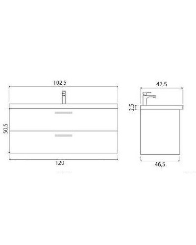 Тумба под раковину Creto Ares 120 10-1111B подвесная Beton