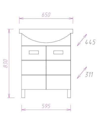 Тумба с раковиной Onika Балтика 65.10 К Белый