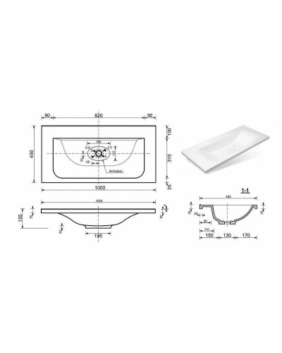 Тумба с раковиной Эстет Bali 100 ФР-00002083 подвесная Белая