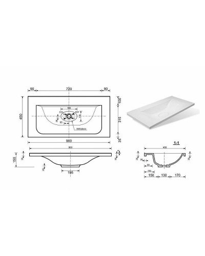 Тумба с раковиной Эстет Bali 90 ФР-00002074 подвесная Белая