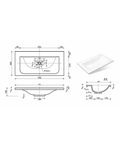Тумба с раковиной Эстет Bali Classic 75 ФР-00002232 Белая