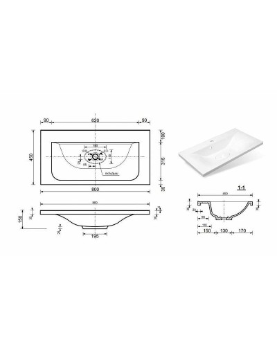 Тумба с раковиной Эстет Bali Classic 80 ФР-00002233 Белая