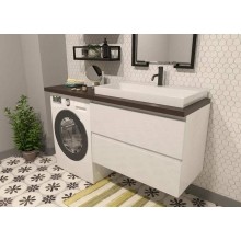 Тумба с раковиной Эстет Malibu Luxe 155 R ФР-00007114 подвесная Белая Темное дерево