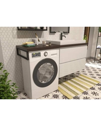 Тумба с раковиной Эстет Malibu Luxe 155 R ФР-00007114 подвесная Белая Темное дерево