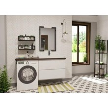 Тумба с раковиной Эстет Malibu Luxe 155 R ФР-00007114 подвесная Белая Темное дерево