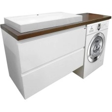 Тумба с раковиной Эстет Malibu Luxe 155 L ФР-00007116 подвесная Белая Темное дерево