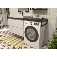 Тумба с раковиной Эстет Malibu Luxe 155 L ФР-00007116 подвесная Белая Темное дерево