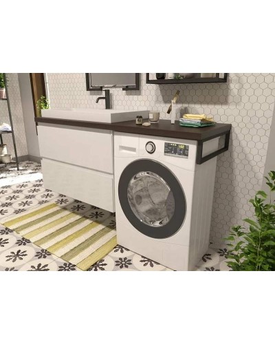 Тумба с раковиной Эстет Malibu Luxe 155 L ФР-00007116 подвесная Белая Темное дерево