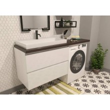 Тумба с раковиной Эстет Malibu Luxe 155 L ФР-00007116 подвесная Белая Темное дерево