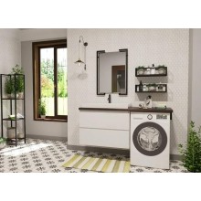 Тумба с раковиной Эстет Malibu Luxe 155 L ФР-00007116 подвесная Белая Темное дерево