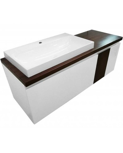 Тумба с раковиной Эстет Malibu 140 L ФР-00007126 подвесная Белая Темное дерево