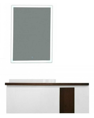 Тумба с раковиной Эстет Malibu 140 L ФР-00007126 подвесная Белая Темное дерево