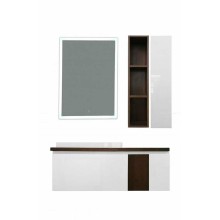 Тумба с раковиной Эстет Malibu 140 L ФР-00007126 подвесная Белая Темное дерево