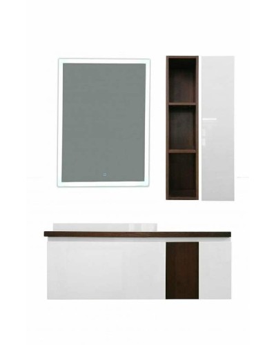 Тумба с раковиной Эстет Malibu 140 L ФР-00007126 подвесная Белая Темное дерево