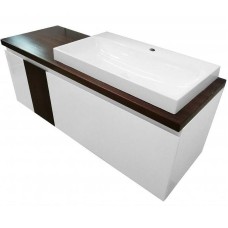 Тумба с раковиной Эстет Malibu 140 R ФР-00007127 подвесная Белая Темное дерево