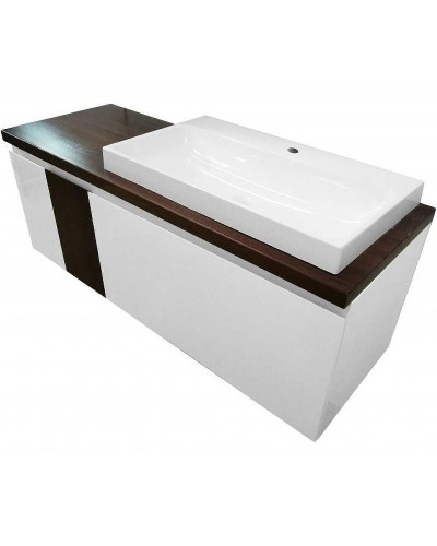 Тумба с раковиной Эстет Malibu 140 R ФР-00007127 подвесная Белая Темное дерево