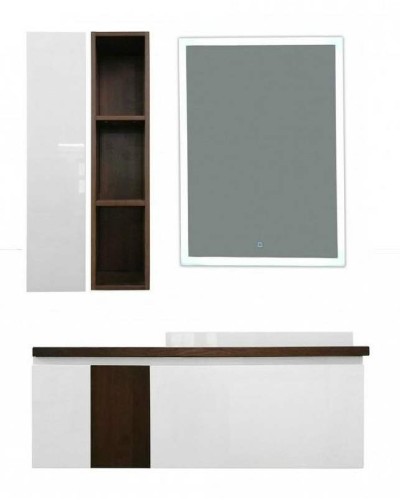 Тумба с раковиной Эстет Malibu 140 R ФР-00007127 подвесная Белая Темное дерево