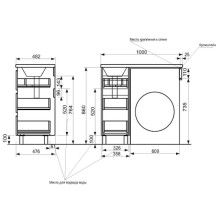 Тумба с раковиной Эстет Dallas Luxe 100 L ФР-00002317 Белая