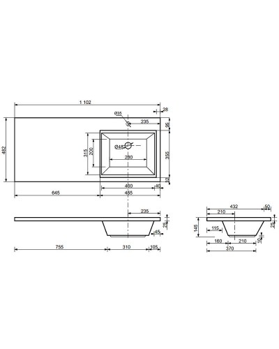 Тумба с раковиной Эстет Dallas Luxe 110 R ФР-00002024 подвесная Белая