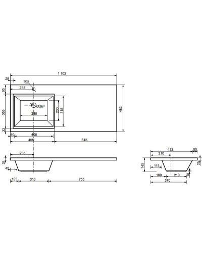 Тумба с раковиной Эстет Dallas Luxe 110 L ФР-00002022 подвесная Белая