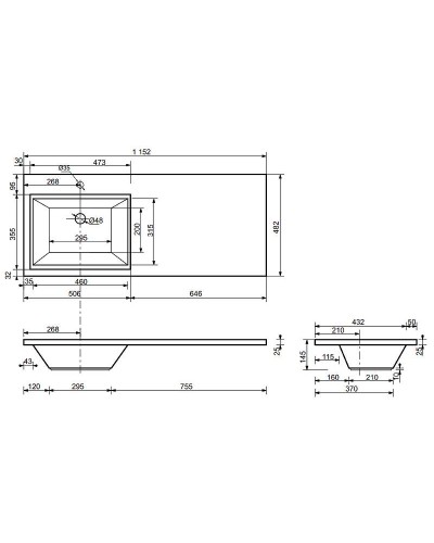 Тумба с раковиной Эстет Dallas Luxe 115 L ФР-00002296 подвесная Белая