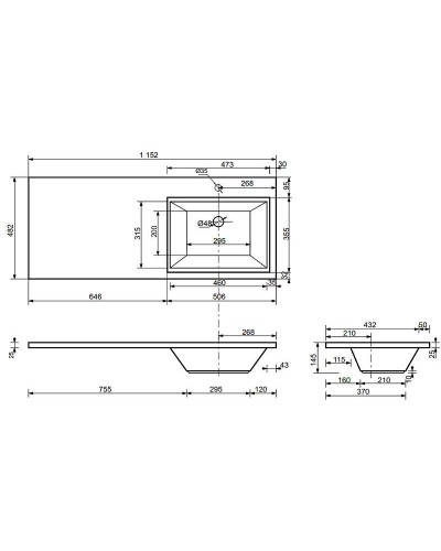 Тумба с раковиной Эстет Dallas Luxe 115 R ФР-00002297 подвесная Белая