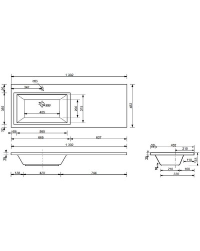 Тумба с раковиной Эстет Dallas Luxe 130 L ФР-00002267 Белая