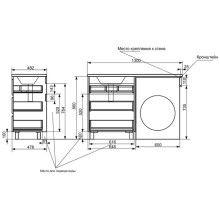 Тумба с раковиной Эстет Dallas Luxe 130 L ФР-00002270 Белая