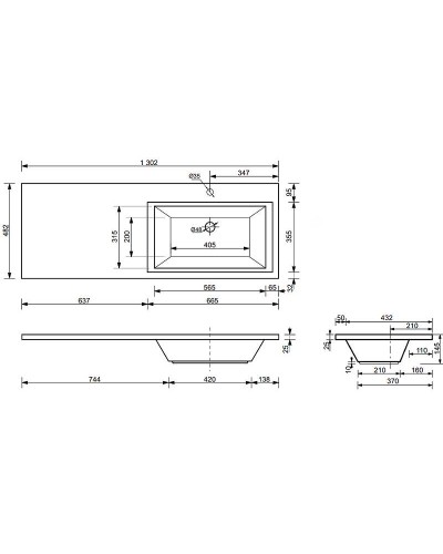 Тумба с раковиной Эстет Dallas Luxe 130 R ФР-00002275 подвесная Белая