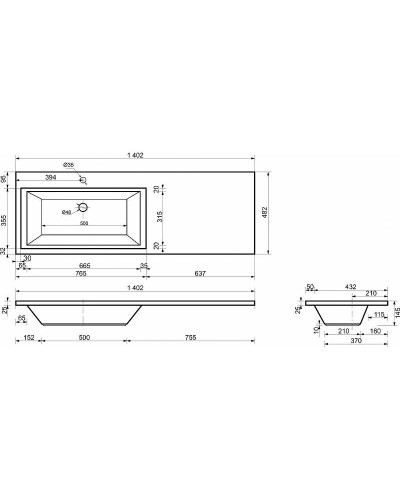 Тумба с раковиной Эстет Dallas Luxe 140 L ФР-00002928 подвесная Белая