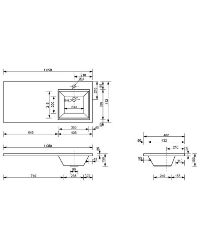 Тумба с раковиной Эстет Dallas Luxe 105 R ФР-00009672 подвесная Белая