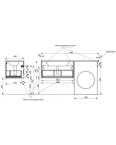 Тумба с раковиной Эстет Dallas Luxe 150 L ФР-00009689 подвесная Белая