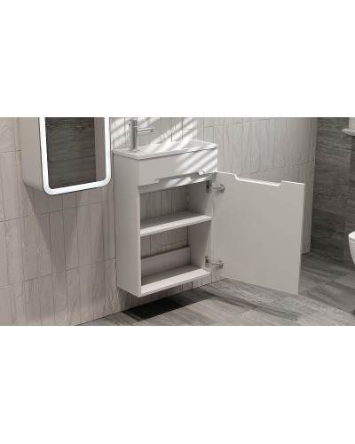 Тумба под раковину Jorno Modul 50 Mol.01.50/P/W/JR подвесная Белая