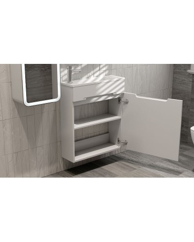 Тумба под раковину Jorno Modul 60 Mol.01.60/P/W/JR подвесная Белая