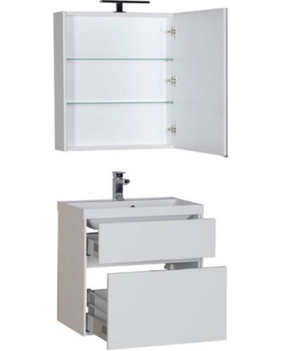 Тумба под раковину Aquanet Латина 70 180032 подвесная 2 ящика Белая