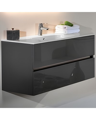 Тумба под раковину Boheme Armadi Art Vallessi 100 837-100-A glossy подвесная Антрацит глянец