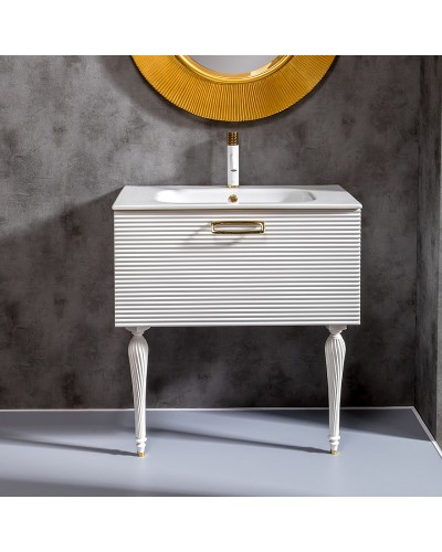 Тумба под раковину Boheme Armadi Art Vallessi Avangarde Linea 80 842-080-WG подвесная Белая Золото