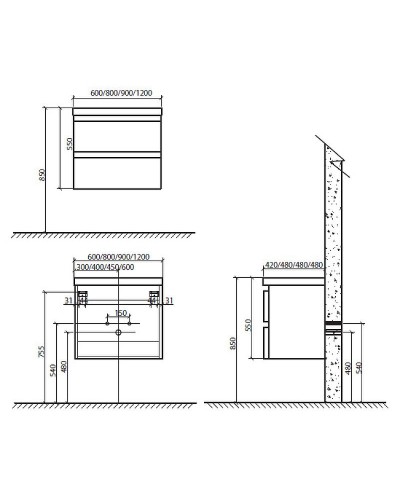 Тумба под раковину BelBagno Energia-N 60 подвесная Белая