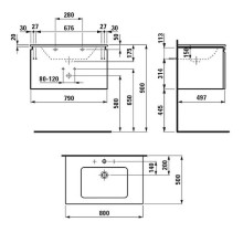 Тумба с раковиной Laufen Pro S 80 подвесная Белая матовая