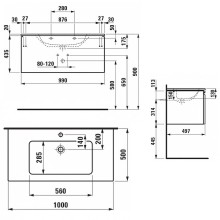 Тумба с раковиной Laufen Pro S 100 8.6096.6.463.104.1 подвесная Белая матовая