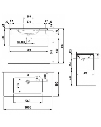 Тумба с раковиной Laufen Pro S 100 8.6096.6.463.104.1 подвесная Белая матовая
