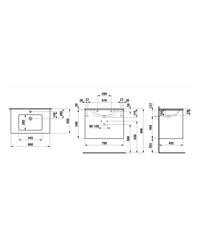 Тумба с раковиной белый глянец 80 см Laufen Base 8.6496.1.261.104.1