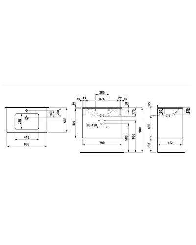 Тумба с раковиной светлый вяз 80 см Laufen Base 8.6496.1.262.104.1