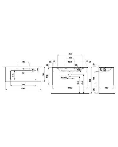 Тумба с раковиной белый глянец 120 см Laufen Base 8.6496.3.261.104.1
