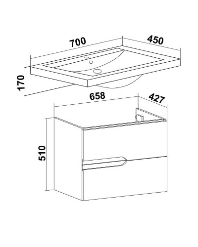 Тумба под раковину Runo Стокгольм 70 00-00001124 подвесная Белая