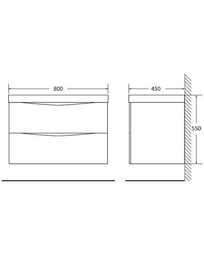 Тумба под раковину BelBagno Marino 80 MARINO-800-2C-SO-RG-P подвесная Rovere Grigio